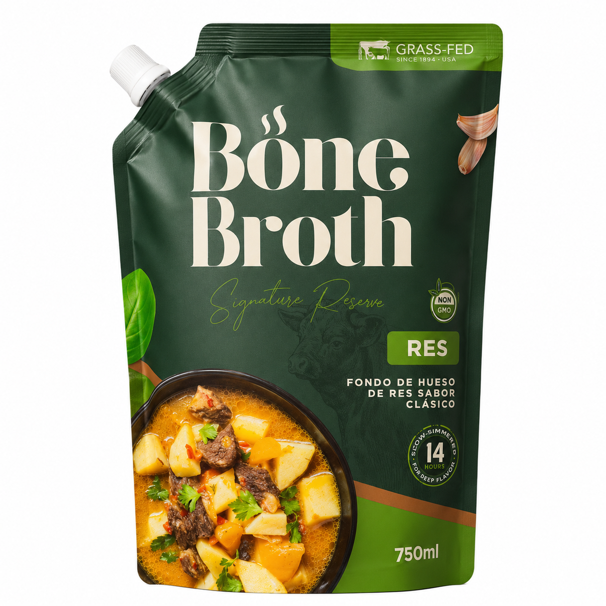 BONE BROTH RES GRASSFED 750ML