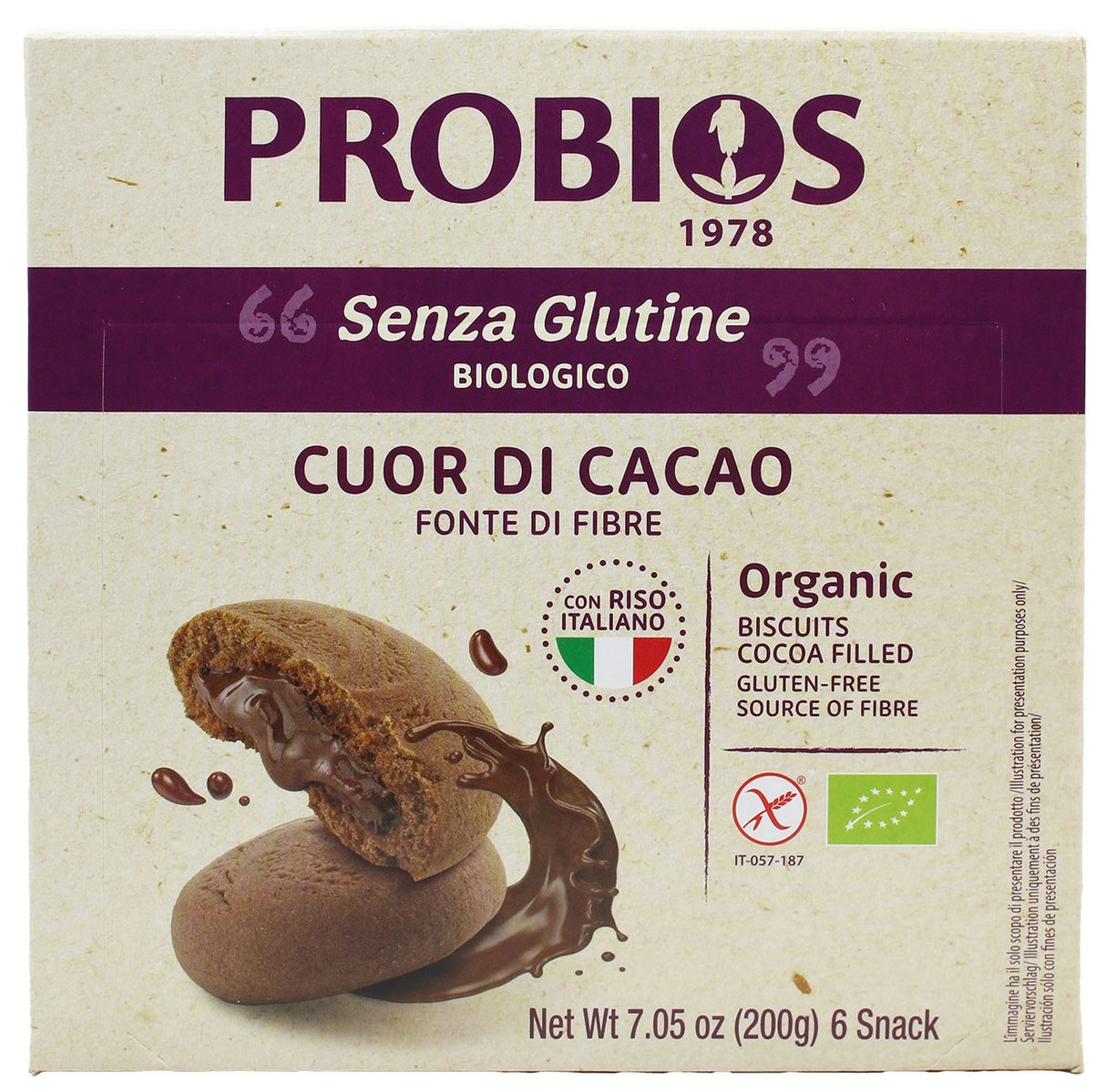 GALLETAS RELLENAS DE CHOCOLATE PROBIOS 200G