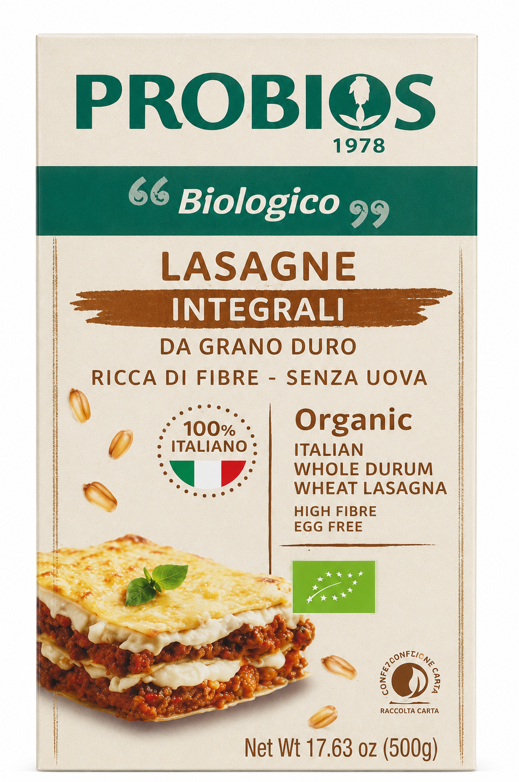 PASTA LASAGNA INTEGRAL PROBIOS 500G