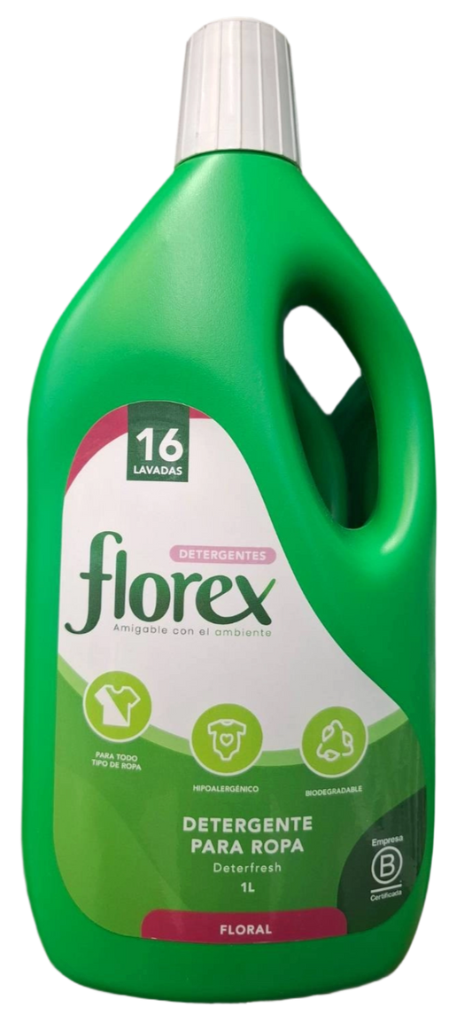 DETERGENTE PARA ROPA -  LIQUIDO FLORAL  - FLOREX 1L