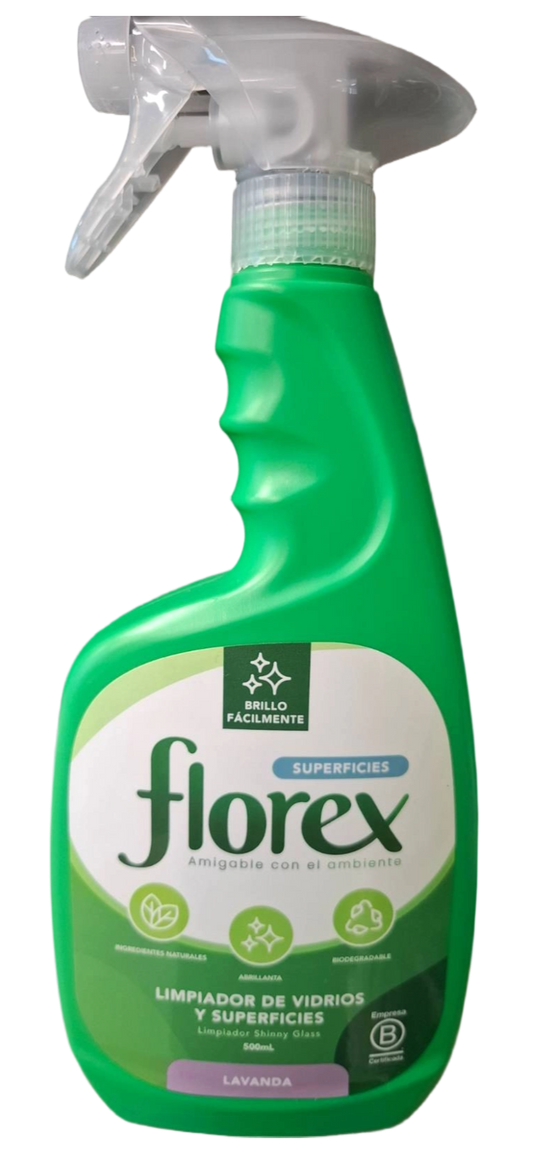 LIMPIADOR DE VIDRIOS Y SUPERFICIES FLOREX 500ML