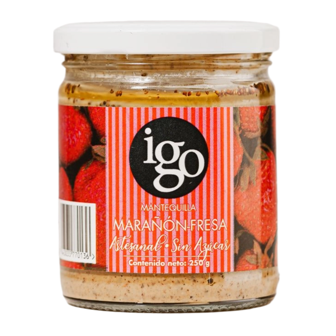MANTEQUILLA DE MARAÑÓN - FRESA -  SUGAR FREE - PROTEÍNA IGO 250G
