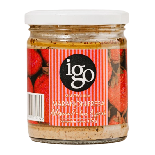 MANTEQUILLA DE MARAÑÓN - FRESA -  SUGAR FREE - PROTEÍNA IGO 250G