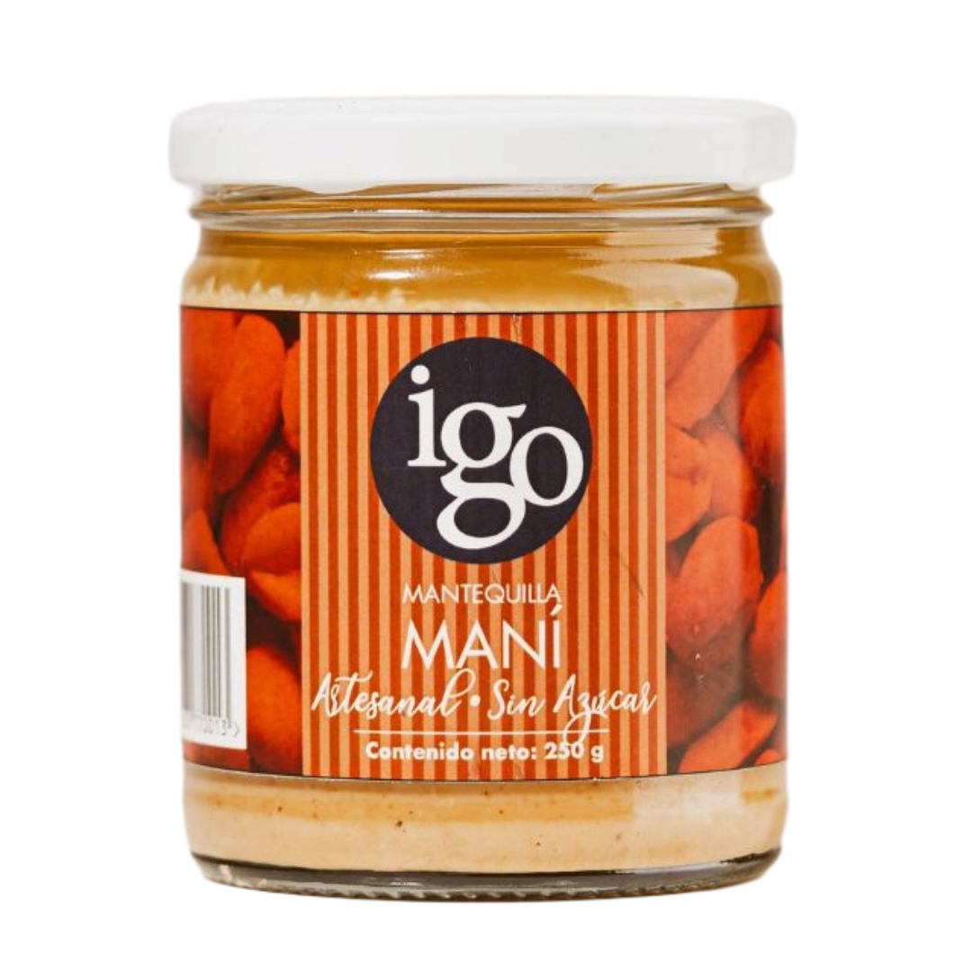 MANTEQUILLA DE MANÍ SIN AZÚCAR IGO 250g