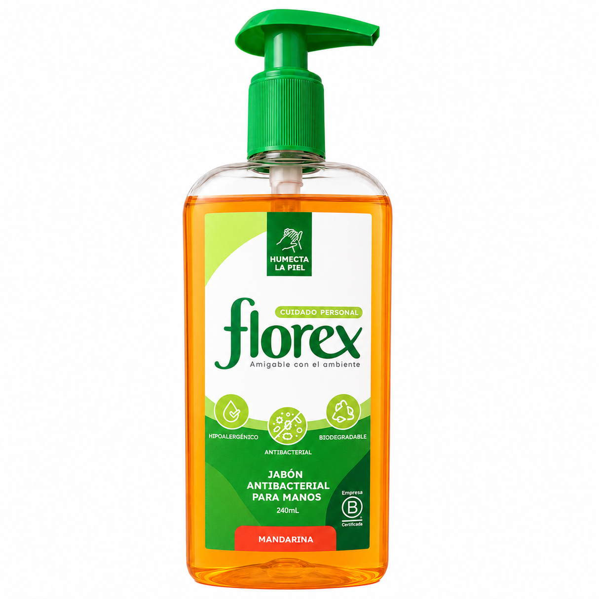 JABON ANTIBACTERIAL MANOS FLOREX MANDARINA 240ML