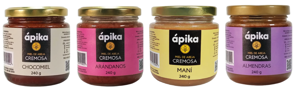 CAJA SACHETS MIELES CREMOSAS ÁPIKA 4 UNIDADES