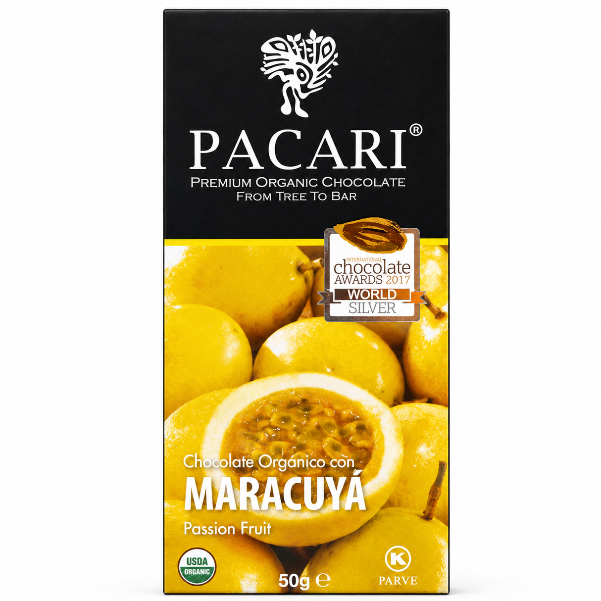 CHOCOLATE ORGÁNICO CON MARACUYÁ PACARI 50G