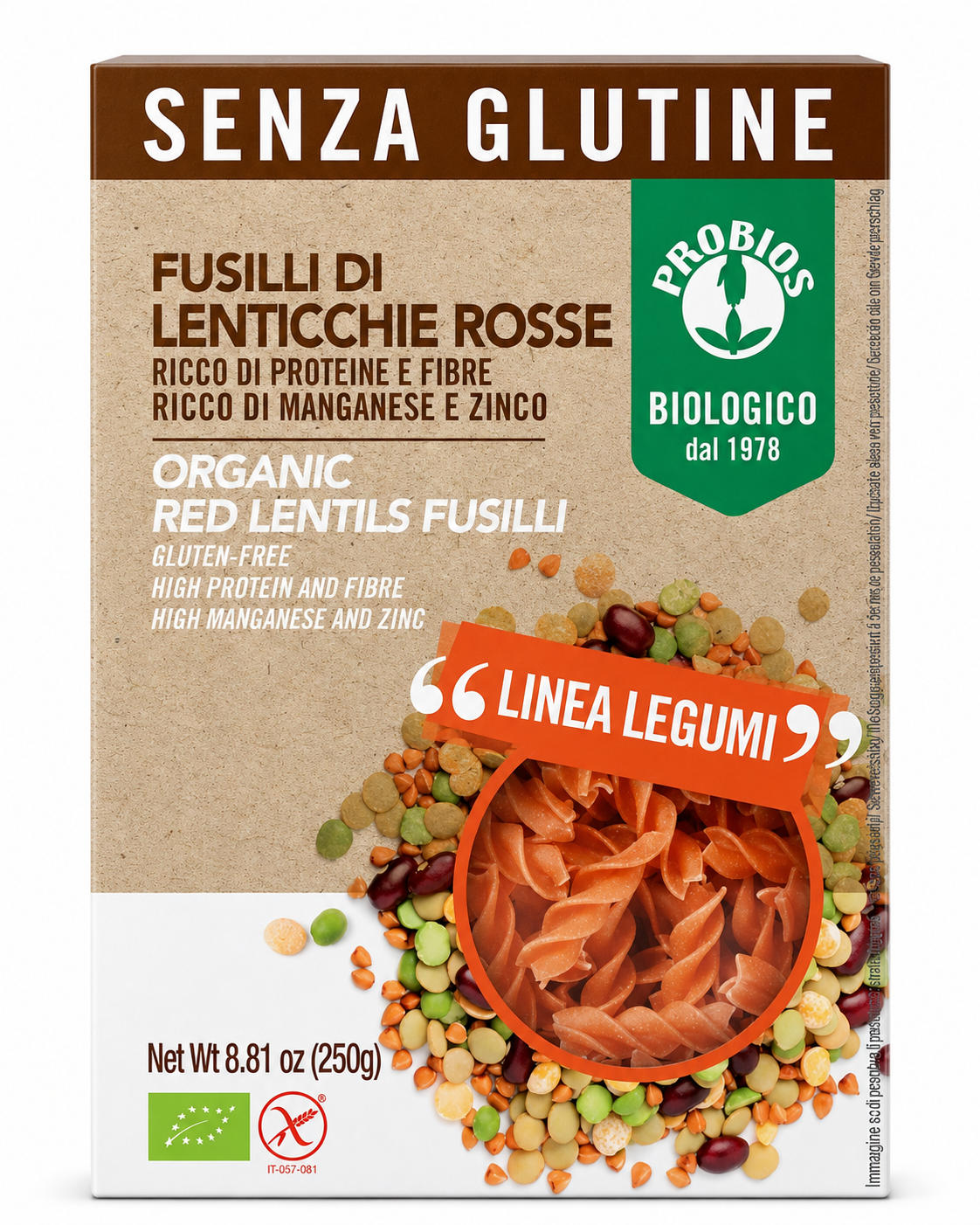 PASTA LENTEJAS ROJAS PROBIOS 250G