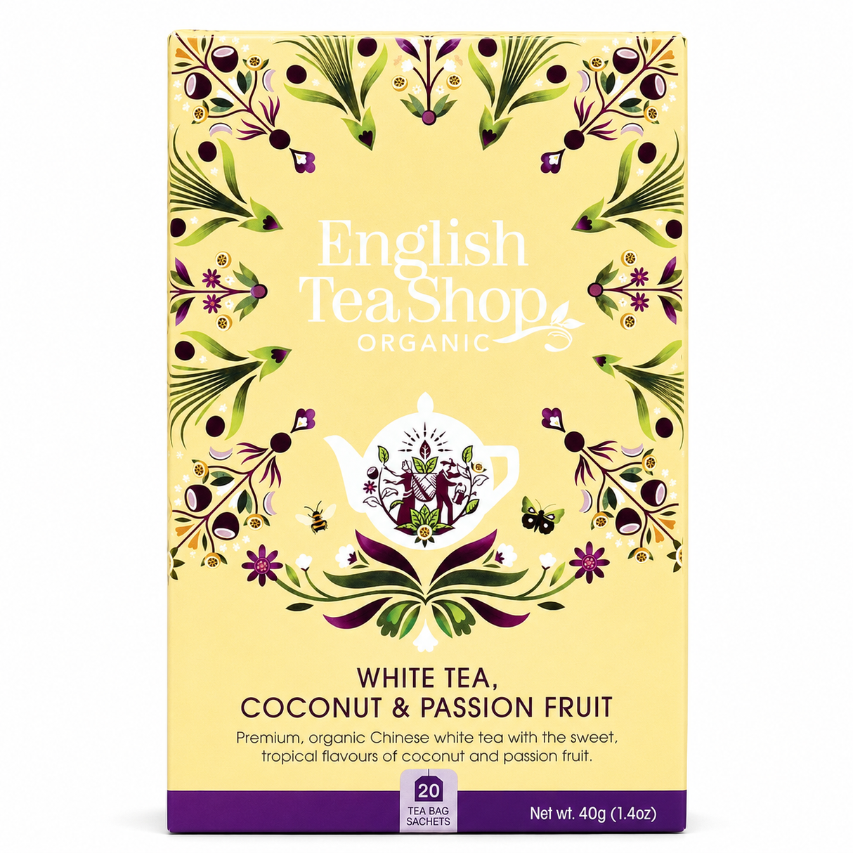 TÉ ORGÁNICO WHITE TEA, COCONUT & PASSION FRUIT ENGLISH TEA SHOP 40G