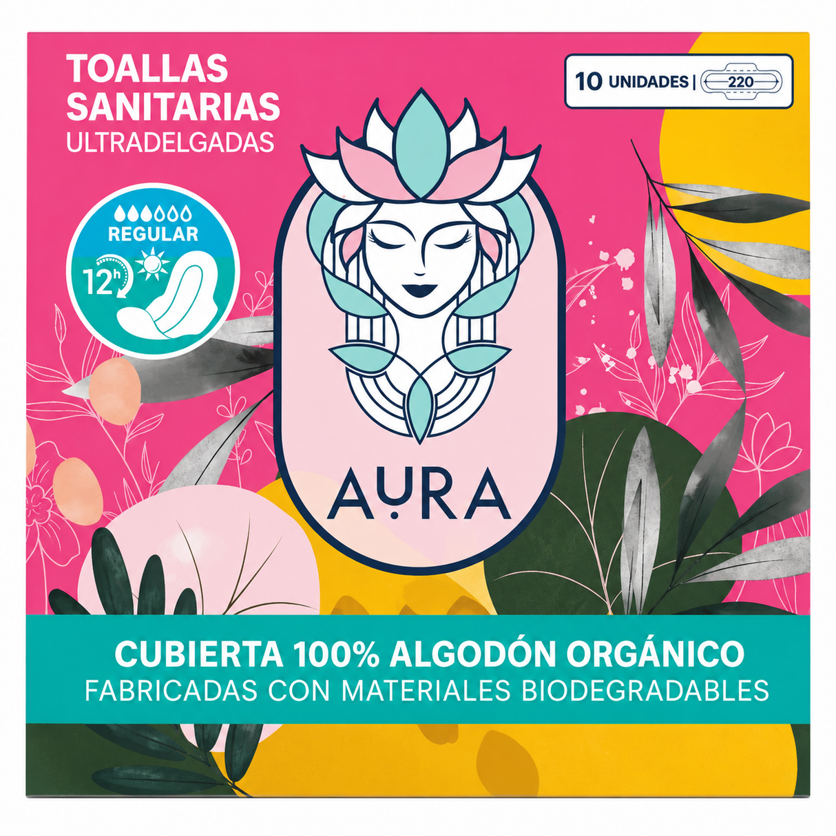 TOALLAS SANITARIAS ULTRADELGADAS  AURA 10 UNIDADES