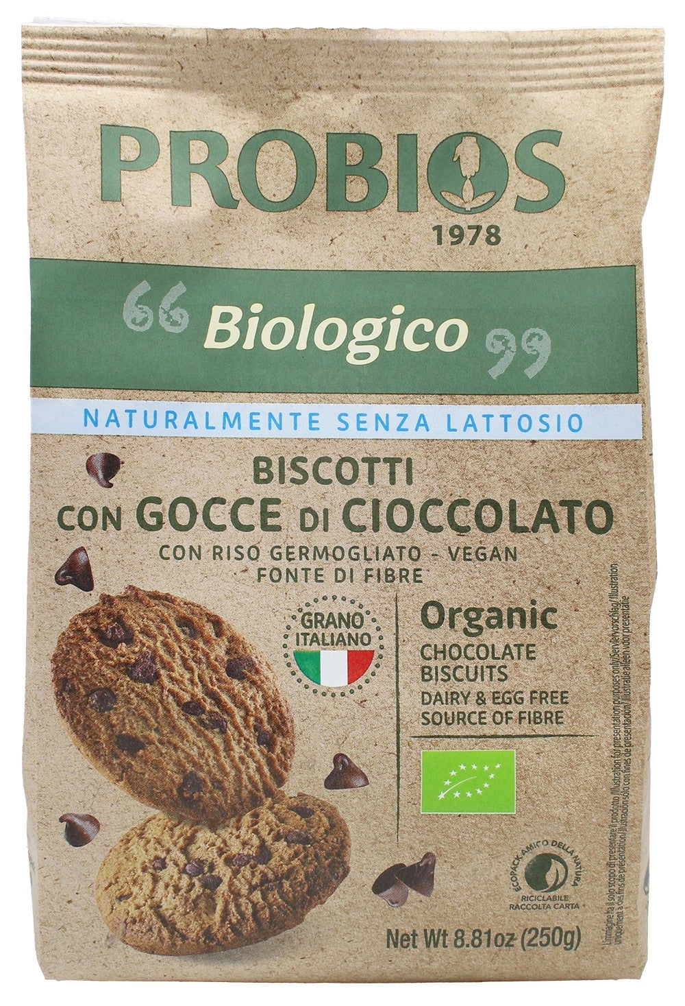 GALLETAS VEGANAS DE CHOCOLATE PROBIOS 250G